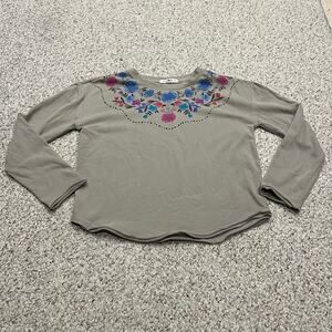 Natural Life Floral Pullover Crewneck Sweatshirt XS Boho Casual Feminine Cozy